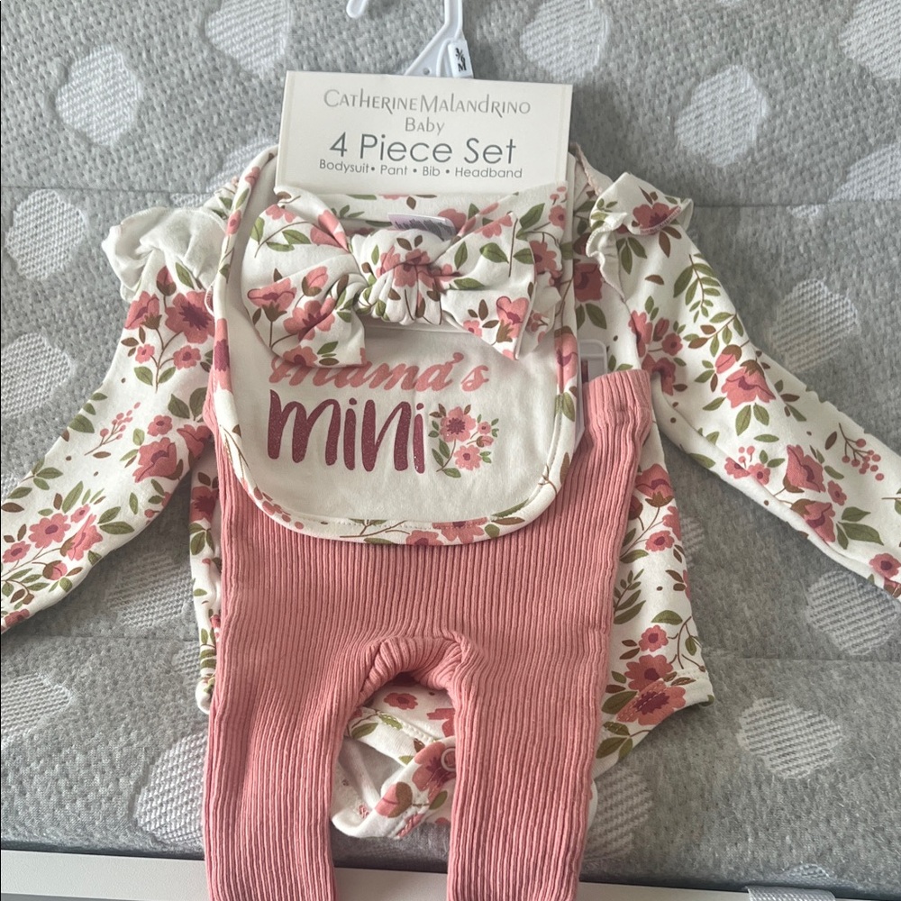 Catherine Malandrino Baby Floral Set with Pink Accents